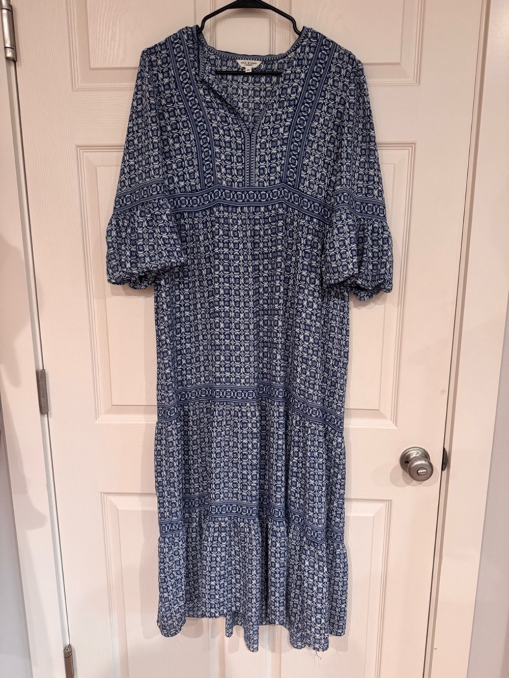 Max Studio Maxi Blue Print Dress NWT